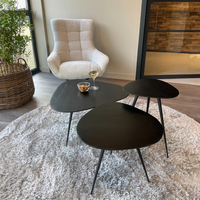 Brix Salontafel Mangohout Zwart 70 cm - Zwart-Salontafels-Livingfurn