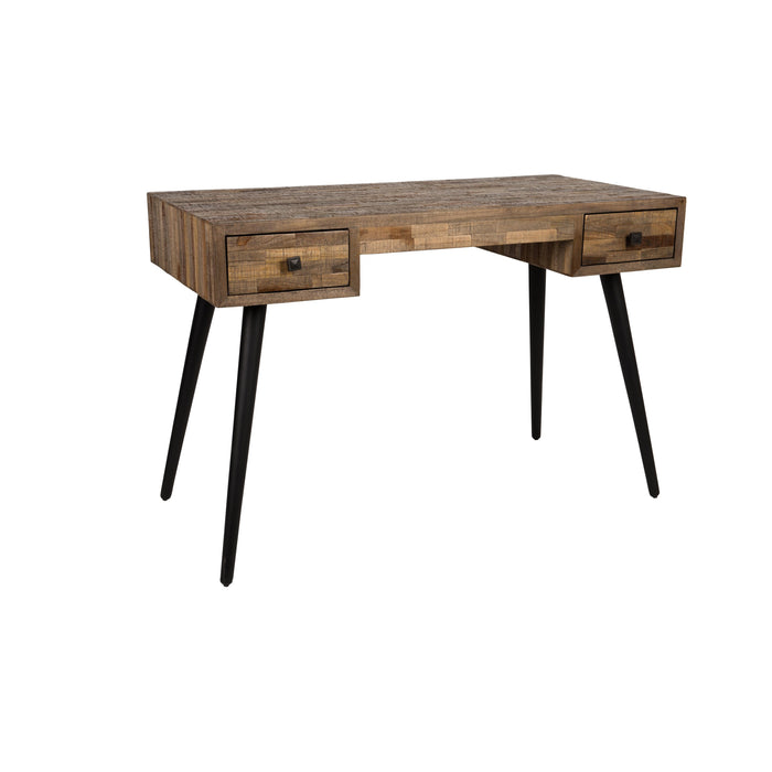 Bureau Leo Teak Hout Zwart 113x55.5 cm-Bureaus-Creating Home