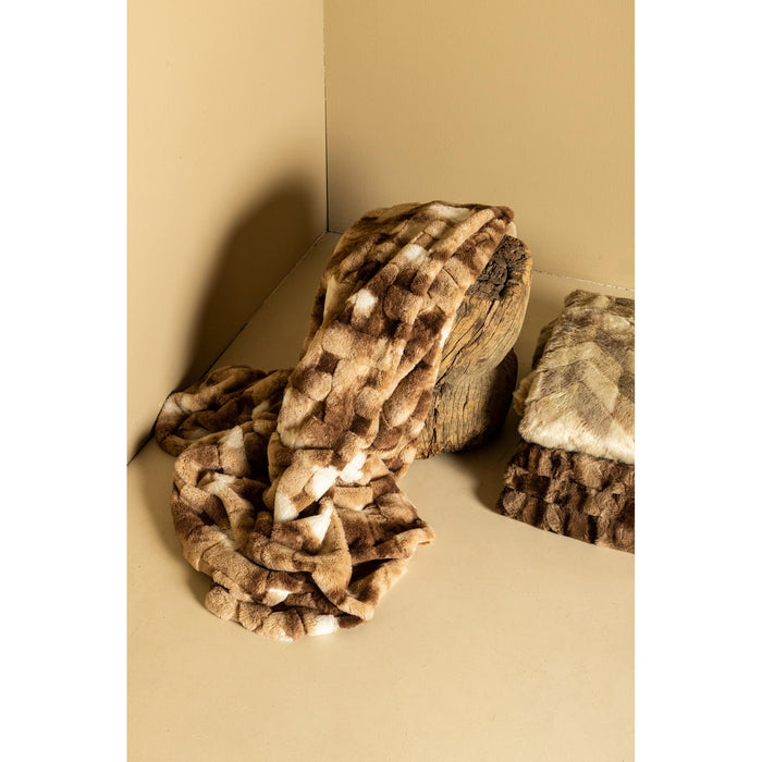 Clarisse Brown Artificial Fur Plaid Rectangle S 170x2x140-Plaid-PTMD