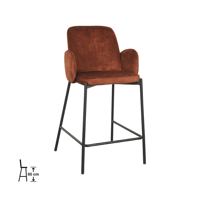 D-MAXX Barkruk Jari - Rust - Velours - Zithoogte 65-Barkrukken-LABEL51