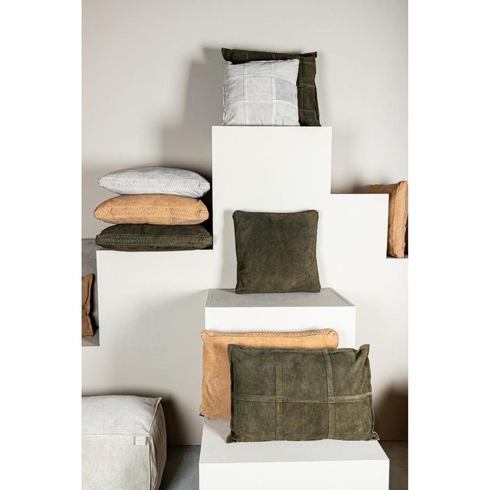 Decoratief kussen Cobie Groen Suède Leer Sierkussen Rechthoekig-Decoratief kussen-PTMD