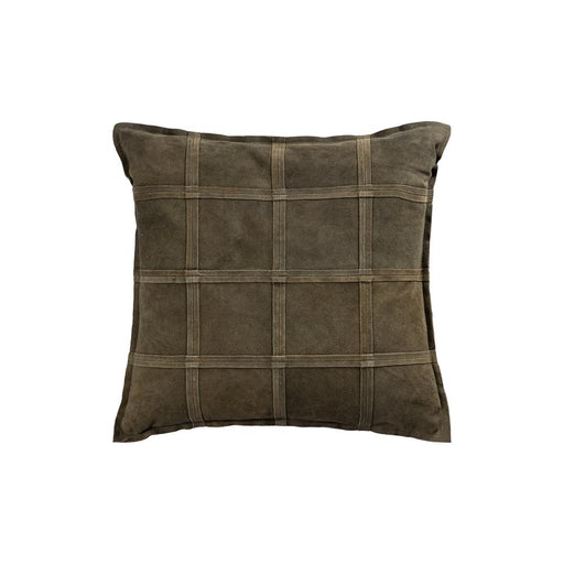 Decoratief kussen Cobie Groen Suède Leer Sierkussen Vierkant L-Decoratief kussen-PTMD