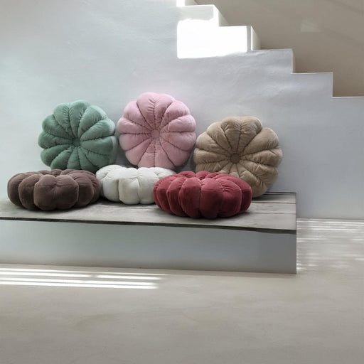 Decoratief kussen Lilymay Bruin Polyester Flower Sierkussen Rond-Decoratief kussen-PTMD