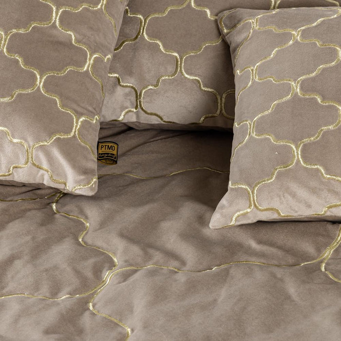 Decoratief kussen Lizze Beige Fluweel Sierkussen Embroidery Vierkant L-Decoratief kussen-PTMD