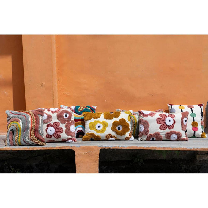 Decoratief kussen Primuse Roze Rechthoekig Embroidery Flower Sierkussen-Decoratief kussen-PTMD