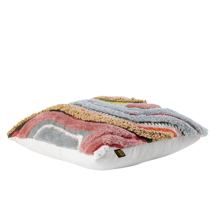 Decoratief kussen Sephora Roze Vierkant Embroidery Sierkussen met Lines-Decoratief kussen-PTMD