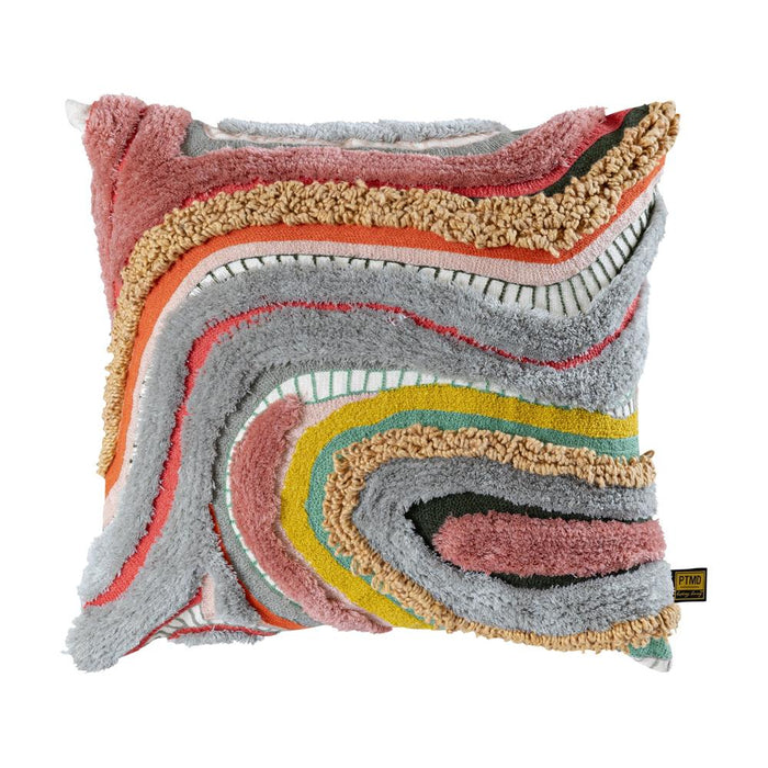 Decoratief kussen Sephora Roze Vierkant Embroidery Sierkussen met Lines-Decoratief kussen-PTMD