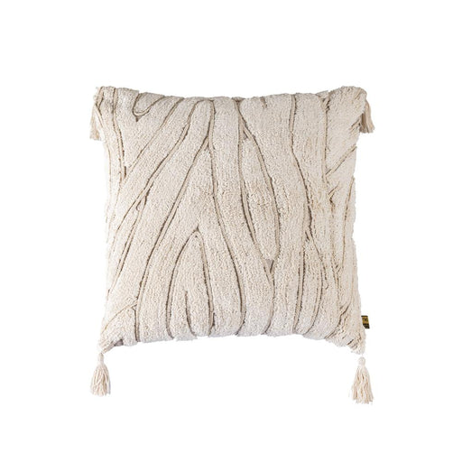 Decoratief kussen Sierkussen Zalie Naturel Cottoncushion Zebra Franjes Vierkant L-Decoratief kussen-PTMD