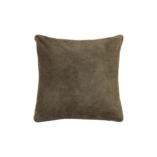 Decoratief kussen Suky Groen Suède Leer Sierkussen Vierkant L-Decoratief kussen-PTMD
