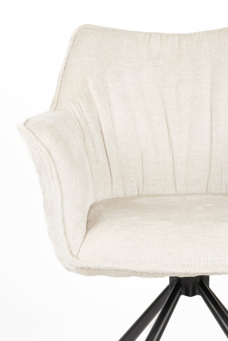 Draaibare Eetkamerstoel Kodak Polyester Beige 62x66 cm-Eetkamerstoelen-Creating Home
