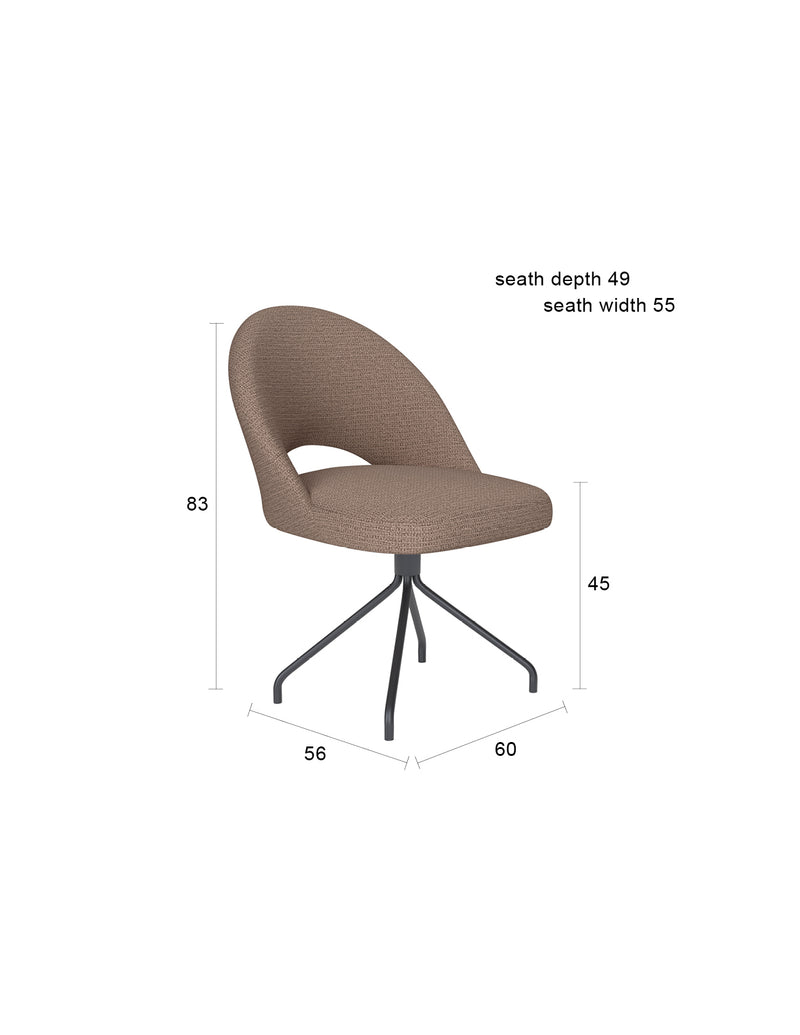 Draaibare Eetkamerstoel Mick Off-white Polyester Beige-Eetkamerstoelen-Creating Home