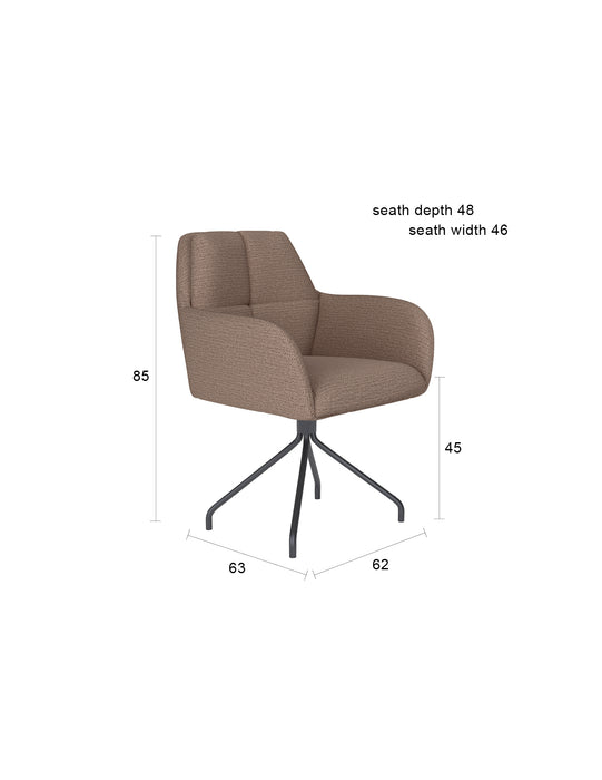 Draaibare Eetkamerstoel Pete Ochre Polyester Geel 62x63 cm-Eetkamerstoelen-Creating Home