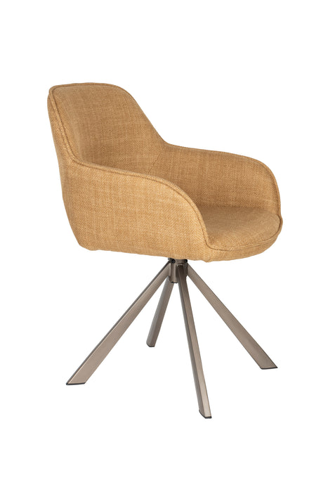 Draaibare Eetkamerstoel Toye Ochre Polyester Geel 68x45 cm-Eetkamerstoelen-Creating Home