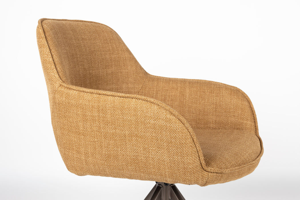 Draaibare Eetkamerstoel Toye Ochre Polyester Geel 68x45 cm-Eetkamerstoelen-Creating Home