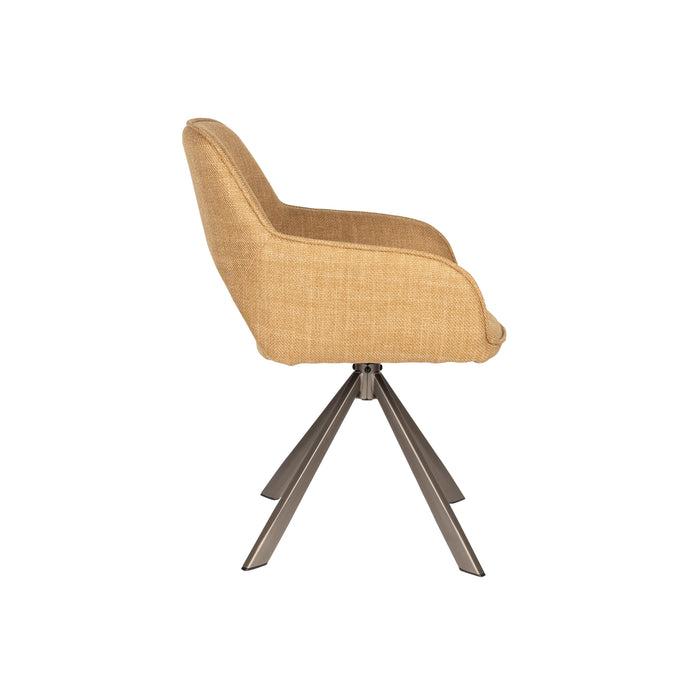 Draaibare Eetkamerstoel Toye Ochre Polyester Geel 68x45 cm-Eetkamerstoelen-Creating Home