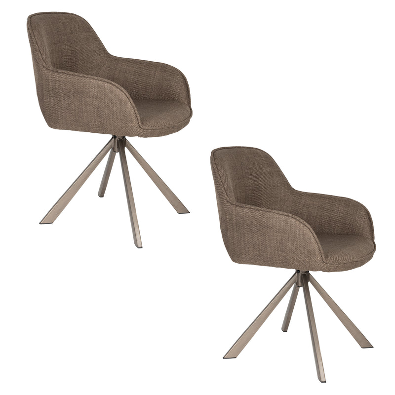 Draaibare Eetkamerstoel Toye Polyester Bruin 68x61 cm-Eetkamerstoelen-Creating Home