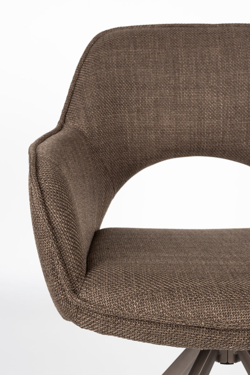 Draaibare Eetkamerstoel Toye Polyester Bruin 68x61 cm-Eetkamerstoelen-Creating Home