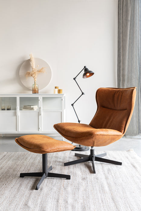 Draaibare Fauteuil John Cognac PU-Leder Bruin 40x60 cm-Fauteuils-Creating Home