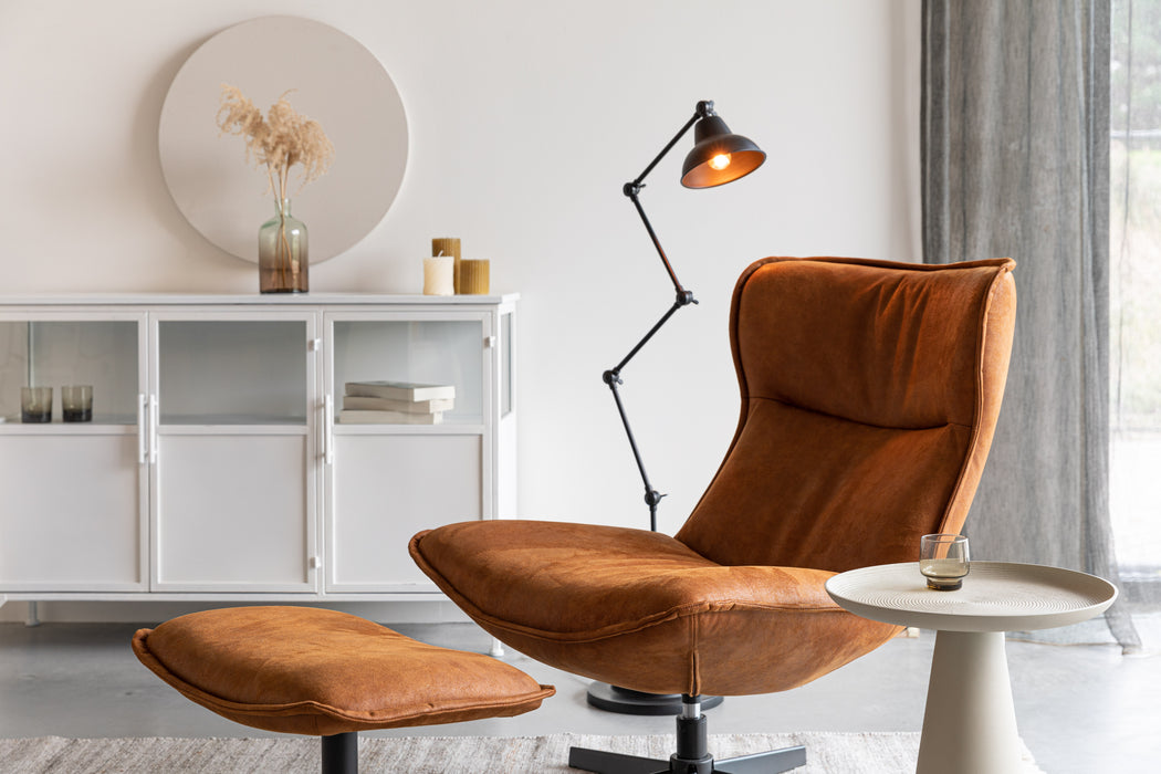 Draaibare Fauteuil John Cognac PU-Leder Bruin Ø93x92 cm-Fauteuils-Creating Home