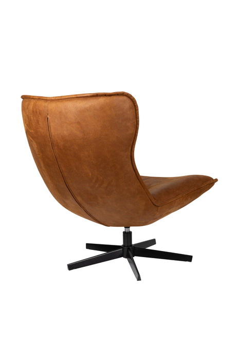 Draaibare Fauteuil John Cognac PU-Leder Bruin Ø93x92 cm-Fauteuils-Creating Home