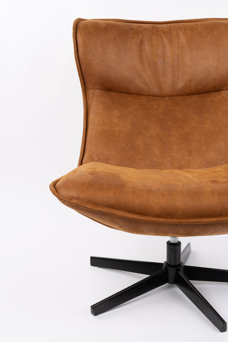 Draaibare Fauteuil John Cognac PU-Leder Bruin Ø93x92 cm-Fauteuils-Creating Home