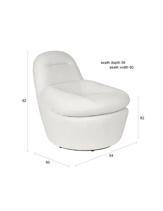 Draaibare Fauteuil Velvoro Polyester Off white 84x80 cm-Fauteuils-Creating Home
