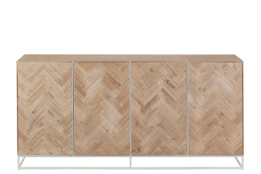 Dressoir 4-deurs Zigzag Hout/Metaal Naturel/Wit 42x180x86 cm-Dressoirs-J-Line