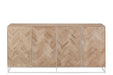 Dressoir 4-deurs Zigzag Hout/Metaal Naturel/Wit 42x180x86 cm-Dressoirs-J-Line