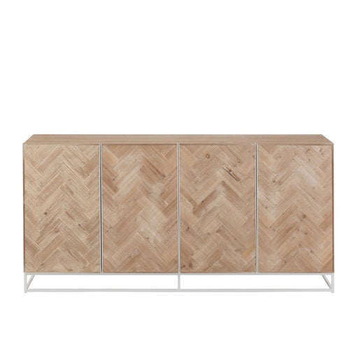 Dressoir 4-deurs Zigzag Hout/Metaal Naturel/Wit 42x180x86 cm-Dressoirs-J-Line