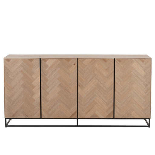 Dressoir 4-deurs Zigzag Hout/Metaal Naturel/Zwart 40x180x87 cm-Dressoirs-J-Line