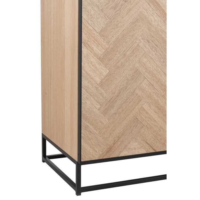 Dressoir 4-deurs Zigzag Hout/Metaal Naturel/Zwart 40x180x87 cm-Dressoirs-J-Line