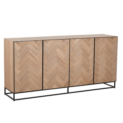 Dressoir 4-deurs Zigzag Hout/Metaal Naturel/Zwart 40x180x87 cm-Dressoirs-J-Line