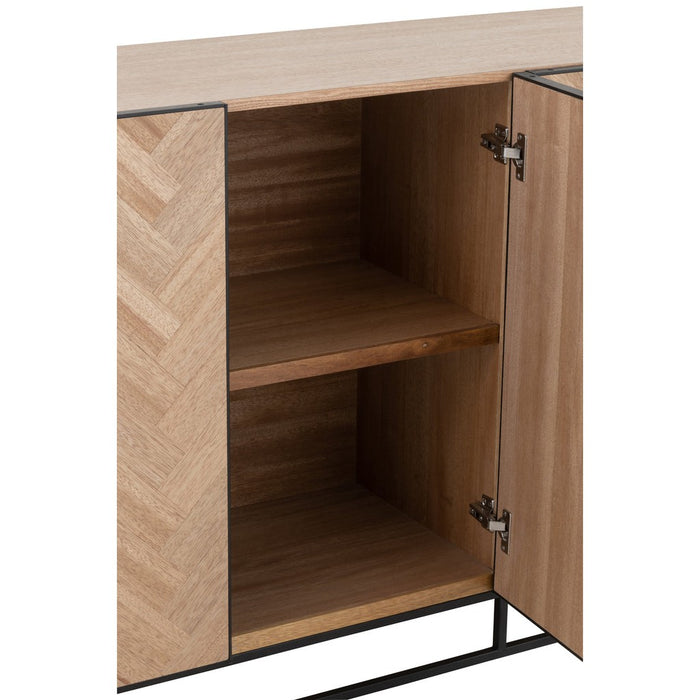 nan Dressoir 4-deurs Zigzag Hout/Metaal Naturel/Zwart-Dressoirs-J-Line