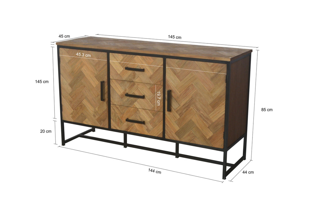 Dressoir Accent Teakhout Naturel hout 145x45x85 cm-Livingfurn