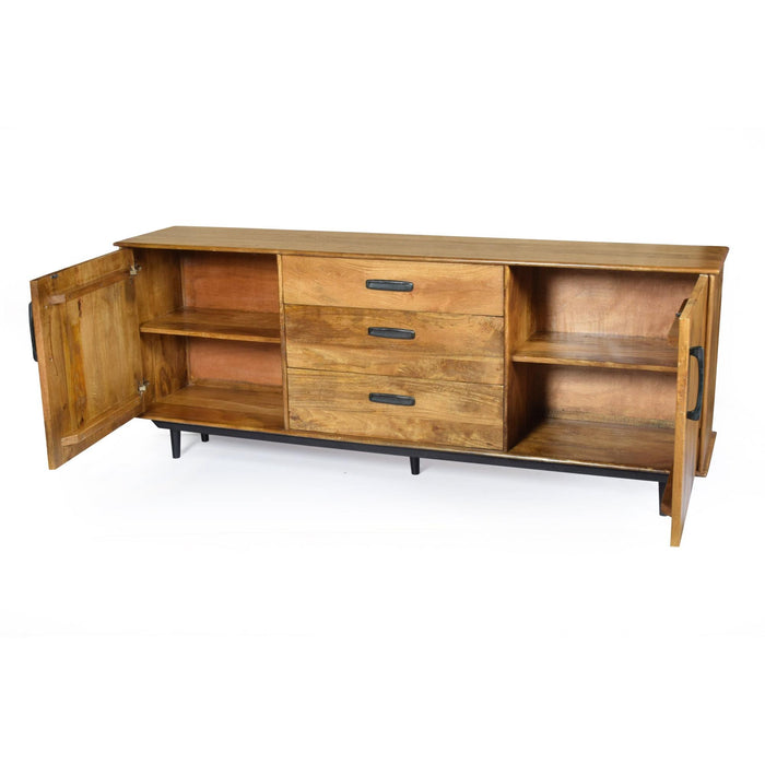 Dressoir Ayleen Mangohout Naturel hout 200x45x80 cm-Dressoirs-Livingfurn