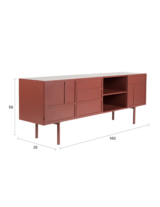 Dressoir Davis Metaal Rood 36x160 cm-Dressoirs-Creating Home