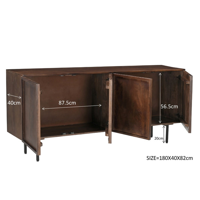Dressoir Elan Mangohout Bruin 180x40 cm-Dressoirs-Livingfurn