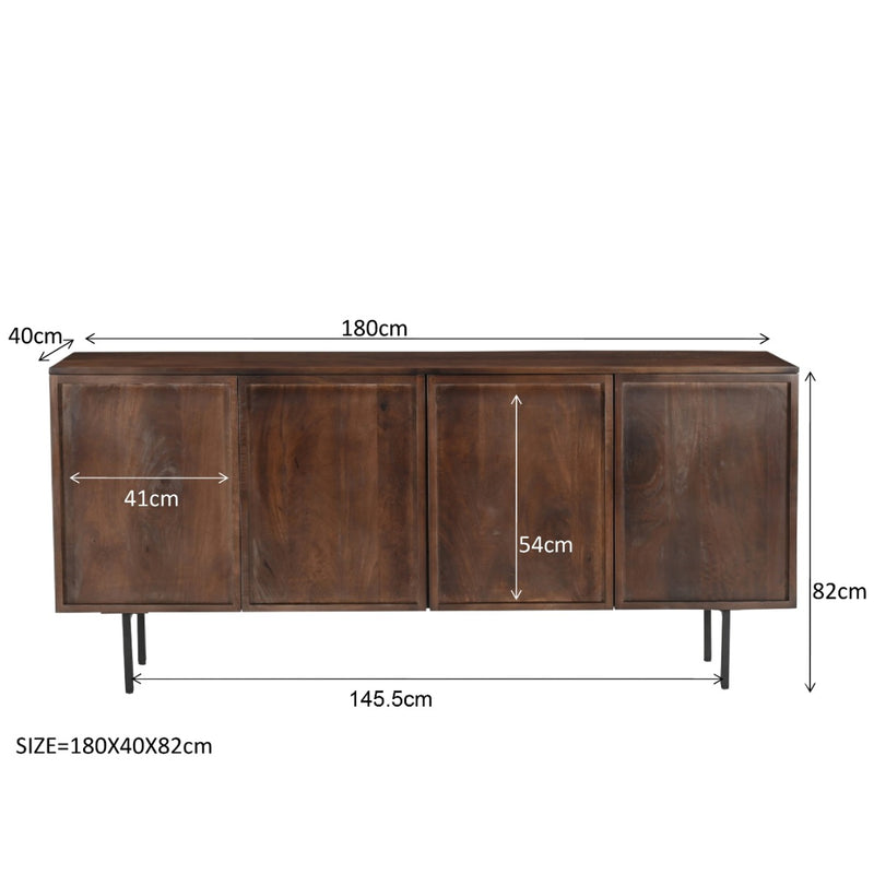 Dressoir Elan Mangohout Bruin 40x180x82 cm-Dressoirs-Livingfurn