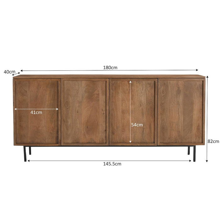 Dressoir Elan Mangohout Naturel hout 40x180x82 cm-Dressoirs-Livingfurn