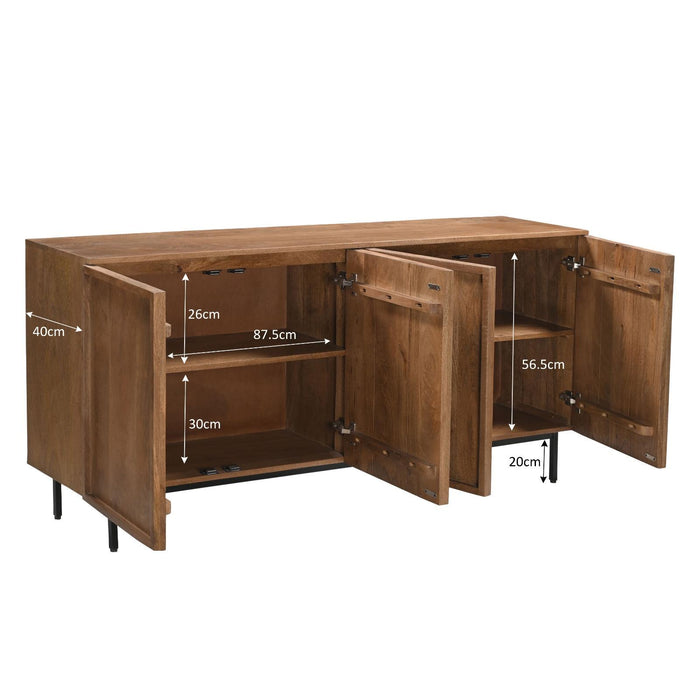 Dressoir Elan Mangohout Naturel hout 40x180x82 cm-Dressoirs-Livingfurn