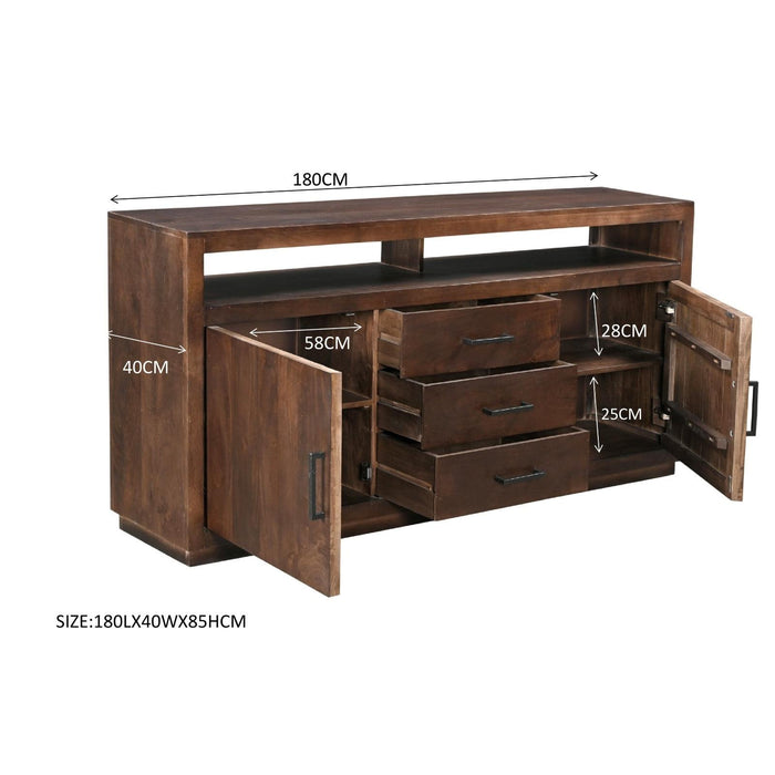 Dressoir Jaxx Mangohout Bruin 180x40x85 cm-Dressoirs-Livingfurn