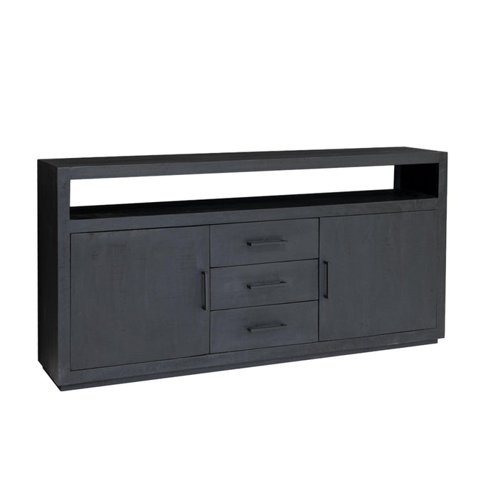 Dressoir Jaxx Mangohout Zwart 180x40x85 cm-Dressoirs-Livingfurn