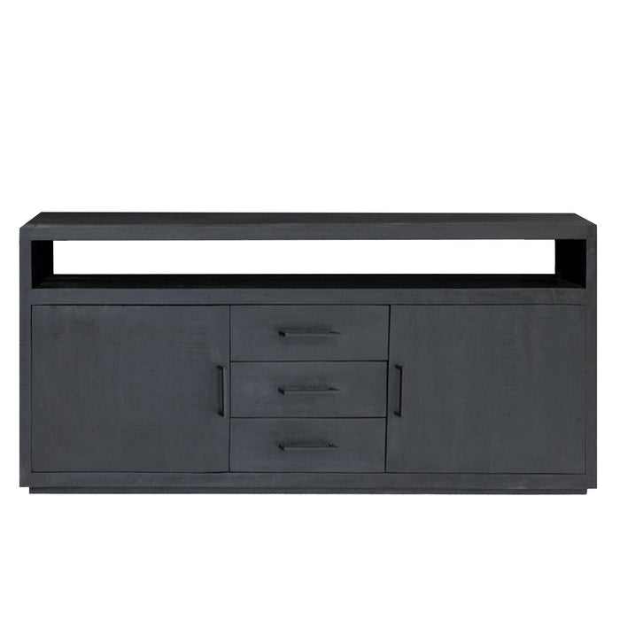 Dressoir Jaxx Mangohout Zwart 180x40x85 cm-Dressoirs-Livingfurn
