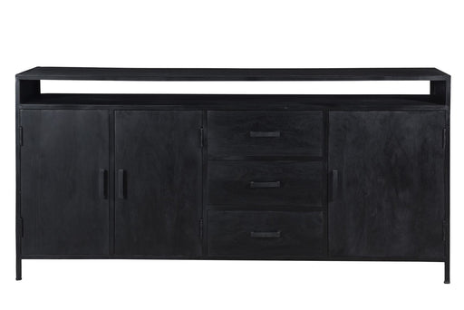 Dressoir Kala Open Mangohout Zwart 180x40 cm-Dressoirs-Livingfurn