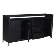Dressoir Kala Open Mangohout Zwart 180x40x85 cm-Dressoirs-Livingfurn