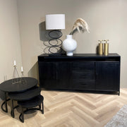 Dressoir Kala Open Mangohout Zwart 180x40x85 cm-Dressoirs-Livingfurn