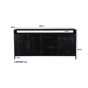 Dressoir Kala Open Mangohout Zwart 180x40x85 cm-Dressoirs-Livingfurn