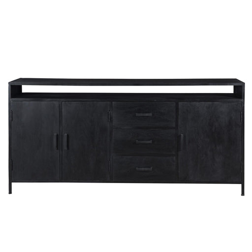 Dressoir Kala Open Mangohout Zwart 180x40x85 cm-Dressoirs-Livingfurn