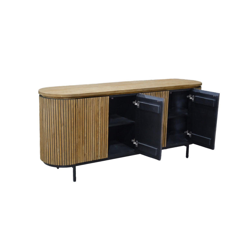 Dressoir Lausanne Teakhout Naturel hout 43x180x80 cm-Dressoirs-Livingfurn