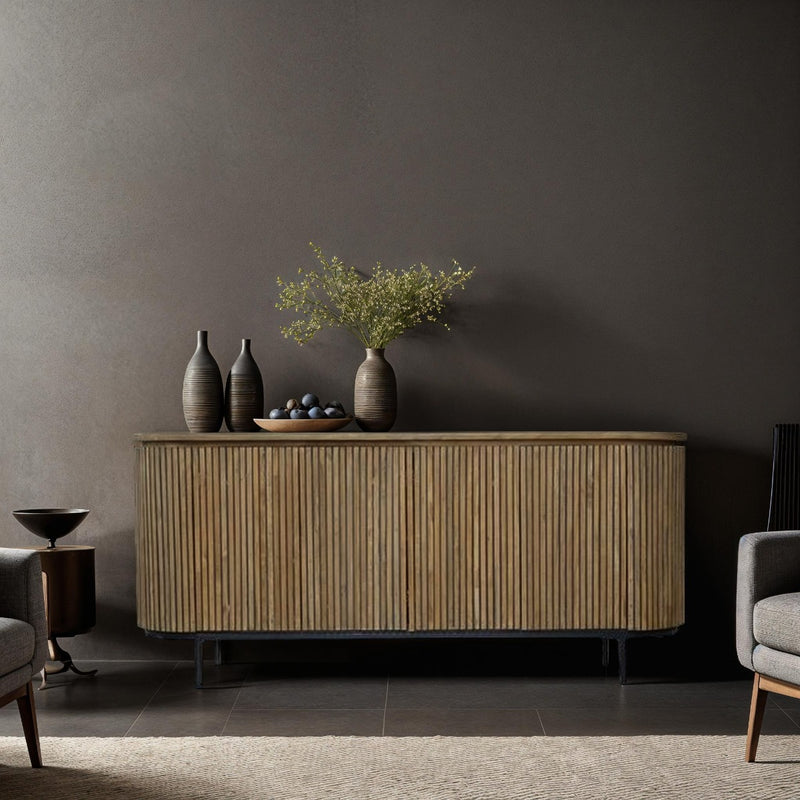 Dressoir Lausanne Teakhout Naturel hout 43x180x80 cm-Dressoirs-Livingfurn